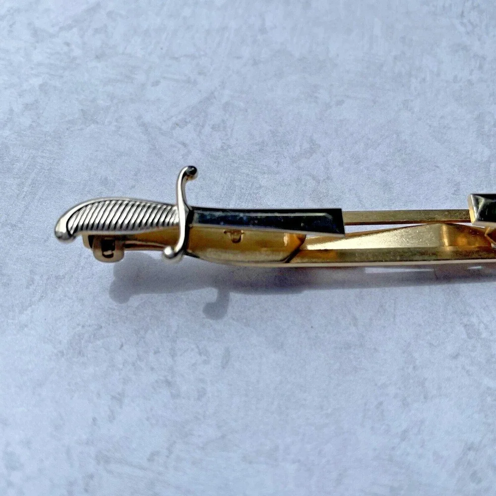 Vintage ANSON Gold Tone Sword Knife TIE‎ CLIP 3 1/2